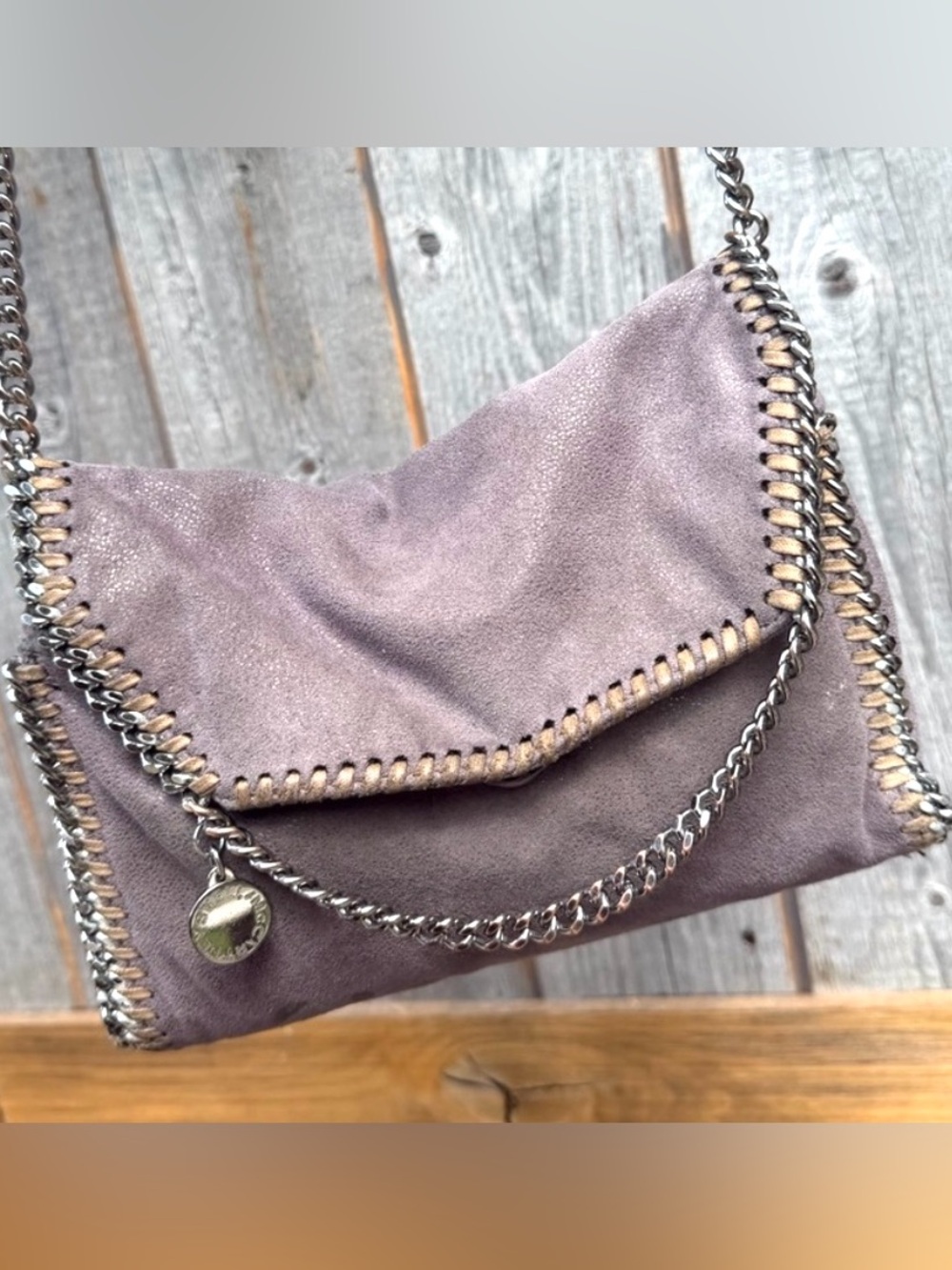 STELLA MCCARTNEY Falabella 3-Way Lavender Gray Chain Crossbody Shoulder Bag